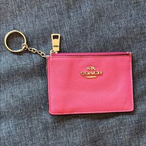 Coach Pink Leather Keychain Wallet